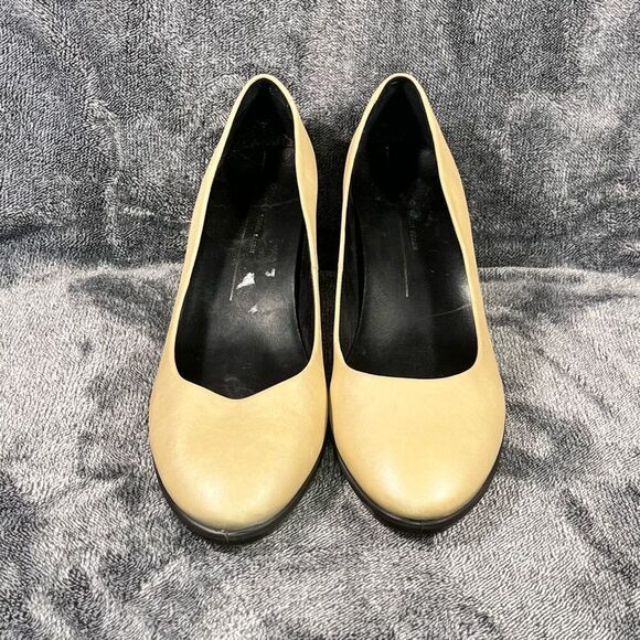 ECCO Womens Danish Design Leather Pump Heels Beige Size 41 Formal Workwear. (Siz - Picture 2 of 8